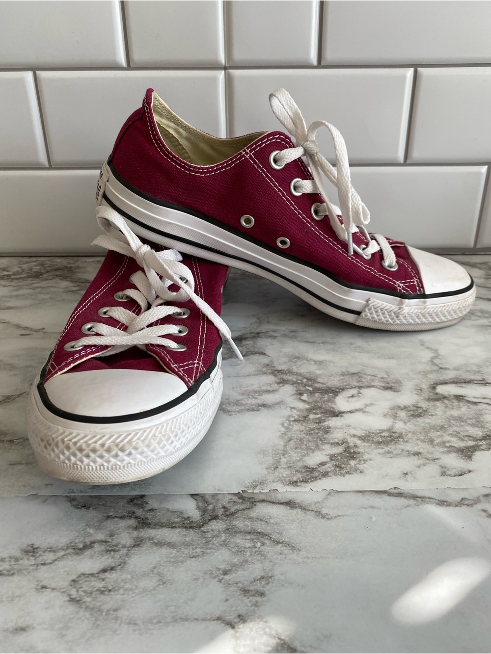 Converse Burgundy and White Low Top Sneakers - Picture 2 of 7